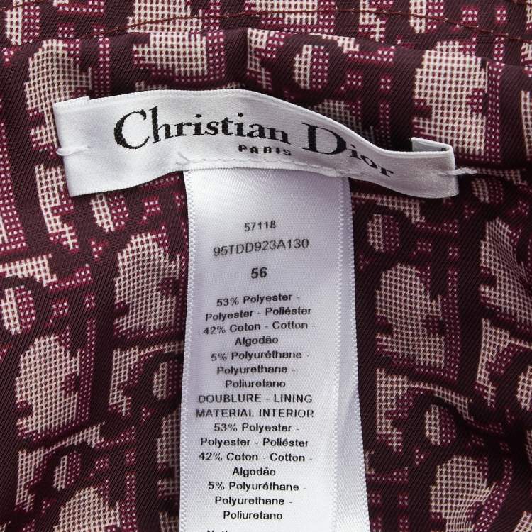 Pre Owned Christian Dior Burgundy Oblique Teddy-D Brim Reversible Bucket Hat 56