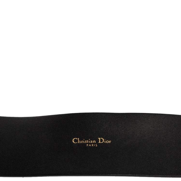 Pre Owned Dior Black Leather D Buckle Waist Belt 70CM