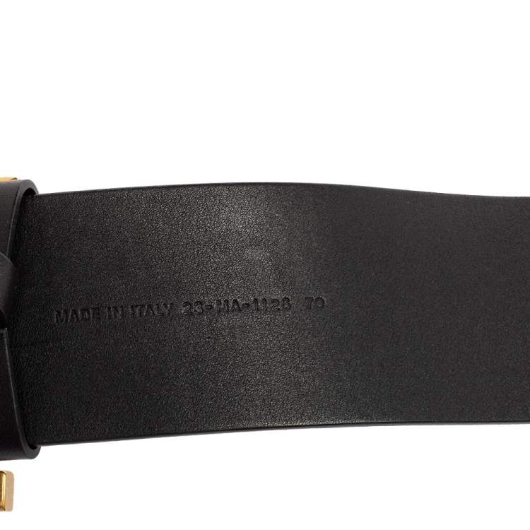 Pre Owned Dior Black Leather D Buckle Waist Belt 70CM