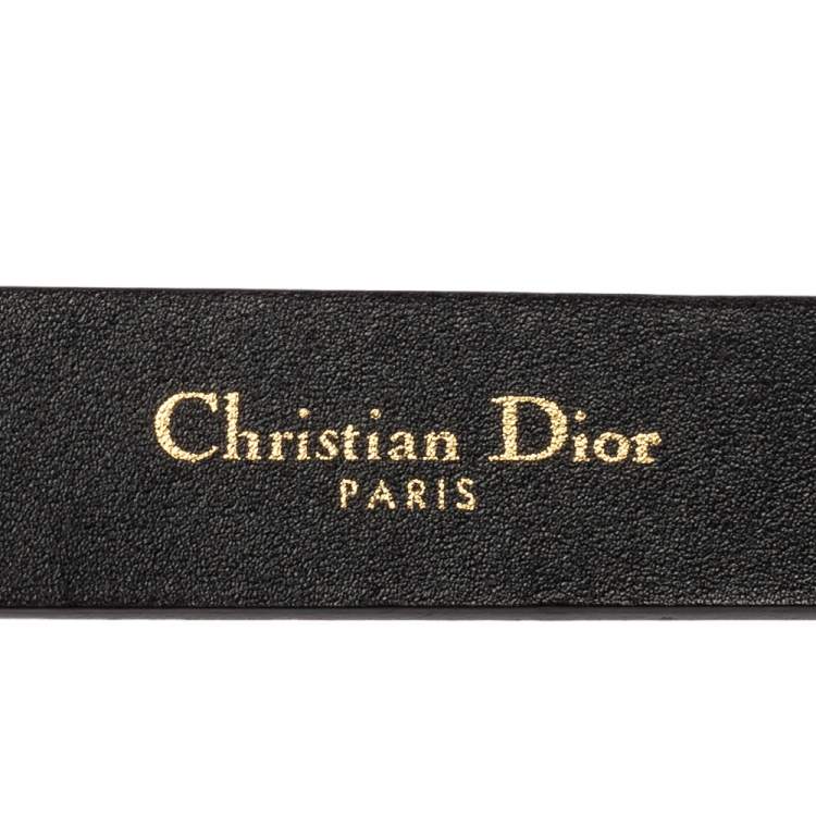 Pre Owned Dior Black Leather CD Logo Buckle Belt 80CM