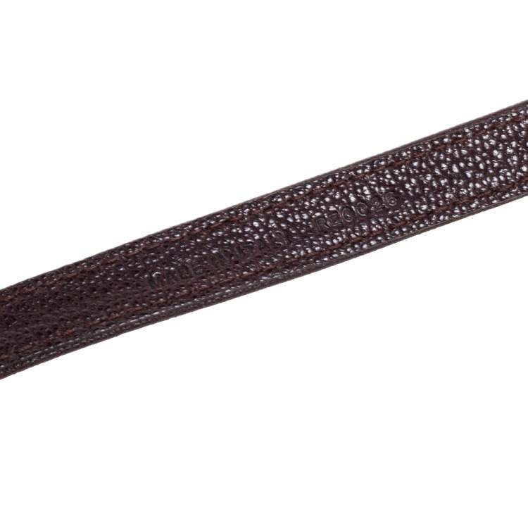 Pre Owned Dior Dark Brown Leather CD Logo Double Waist Belt 90CM