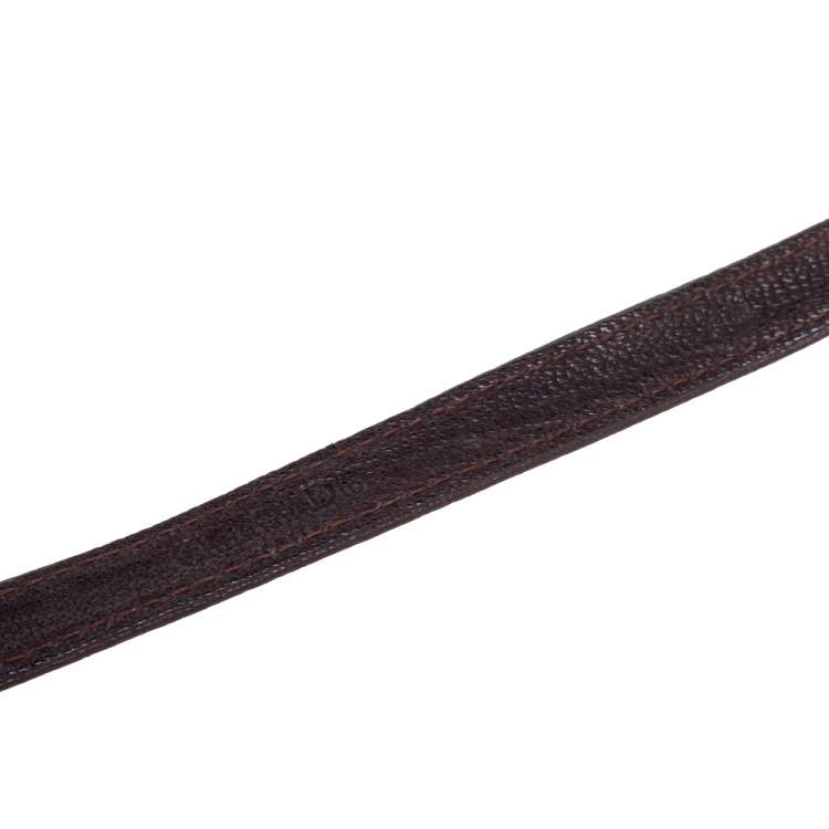 Pre Owned Dior Dark Brown Leather CD Logo Double Waist Belt 90CM