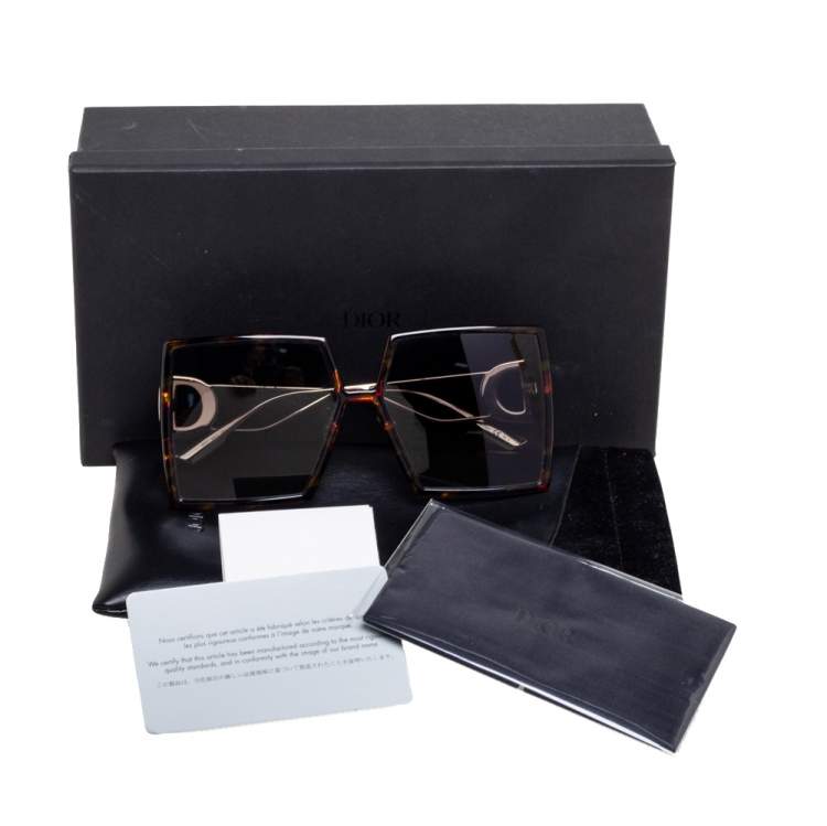 Pre Owned Dior Dark Havana 30 Montaigne Oversized Square Gradient Sunglasses