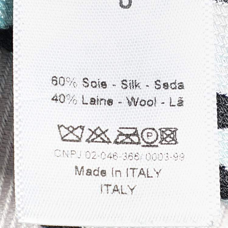 Pre Owned Dior Blue & Pink Leopard Print Jacquard Silk Wool Shawl