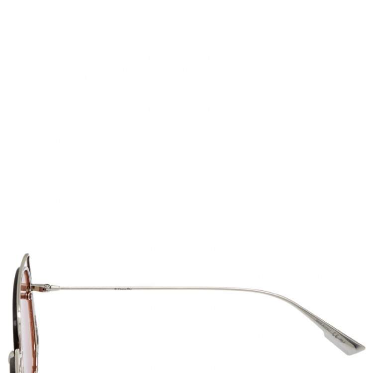 Pre Owned Dior Silver Tone/Brown 3YG2M Aviator Sunglasses