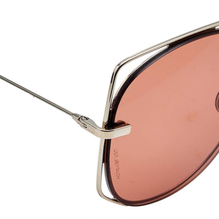 Pre Owned Dior Silver Tone/Brown 3YG2M Aviator Sunglasses
