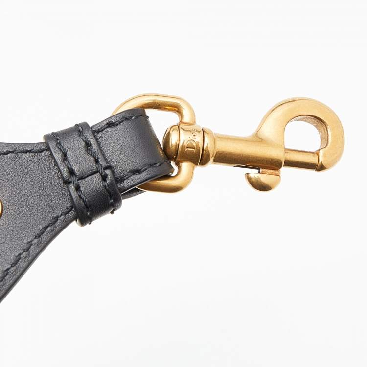 Pre Owned Dior Black Leather Embroidered Bag Strap
