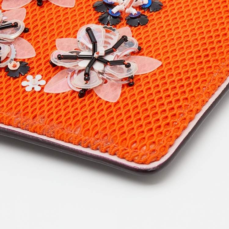 مملوكة مسبقًا Dior Orange/Black Mesh And Leather Fusion Embellished Phone Case