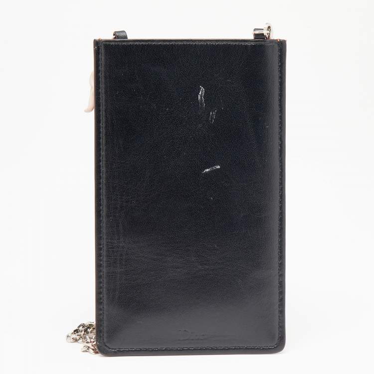مملوكة مسبقًا Dior Orange/Black Mesh And Leather Fusion Embellished Phone Case
