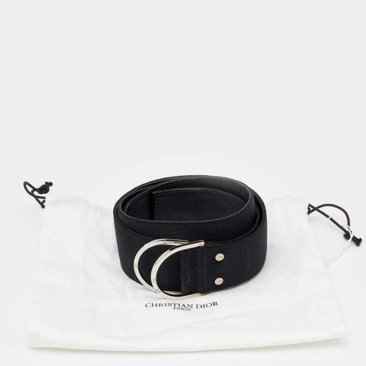 Pre Owned Dior Black Canvas And Leather D-Ring Belt M