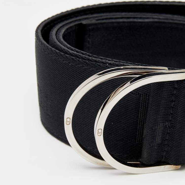 Pre Owned Dior Black Canvas And Leather D-Ring Belt M
