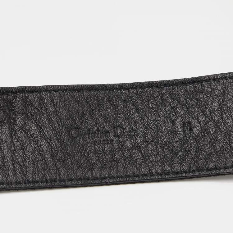 Pre Owned Dior Black Canvas And Leather D-Ring Belt M