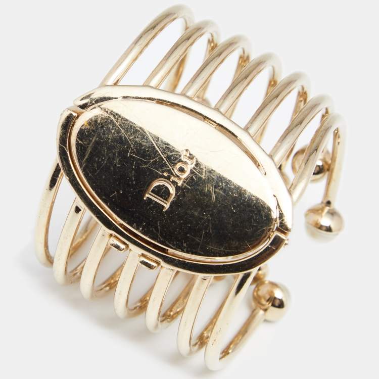 Pre Owned Dior Gold Tone Diorific Cuff Bracelet M