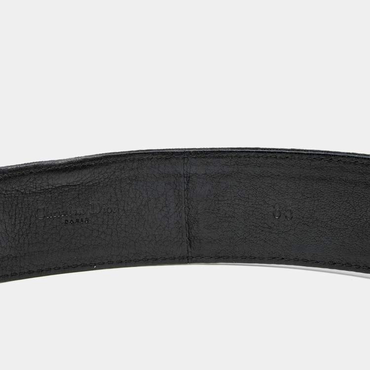 Pre Owned Dior Black Oblique Canvas CD Logo Buckle Belt 85CM