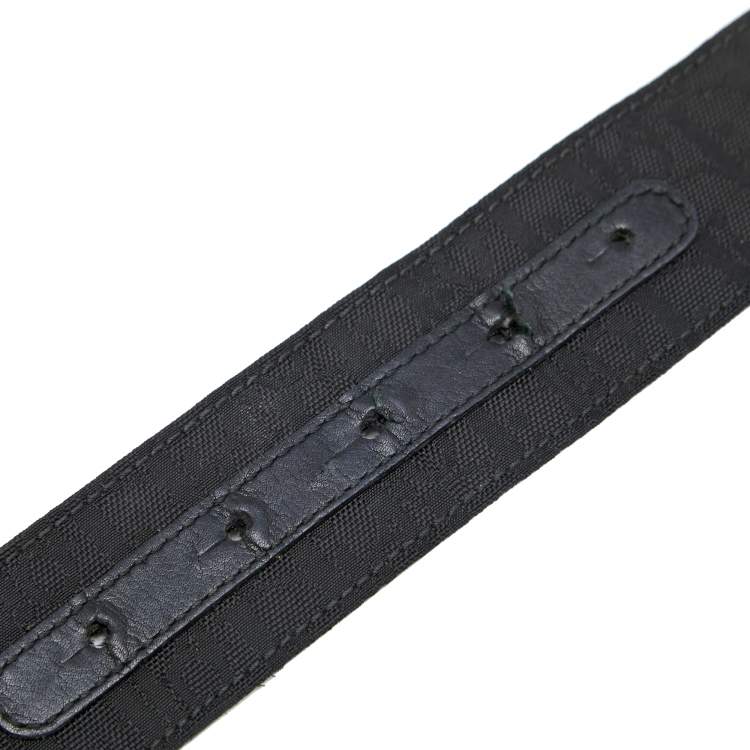 Pre Owned Dior Black Oblique Canvas CD Logo Buckle Belt 85CM