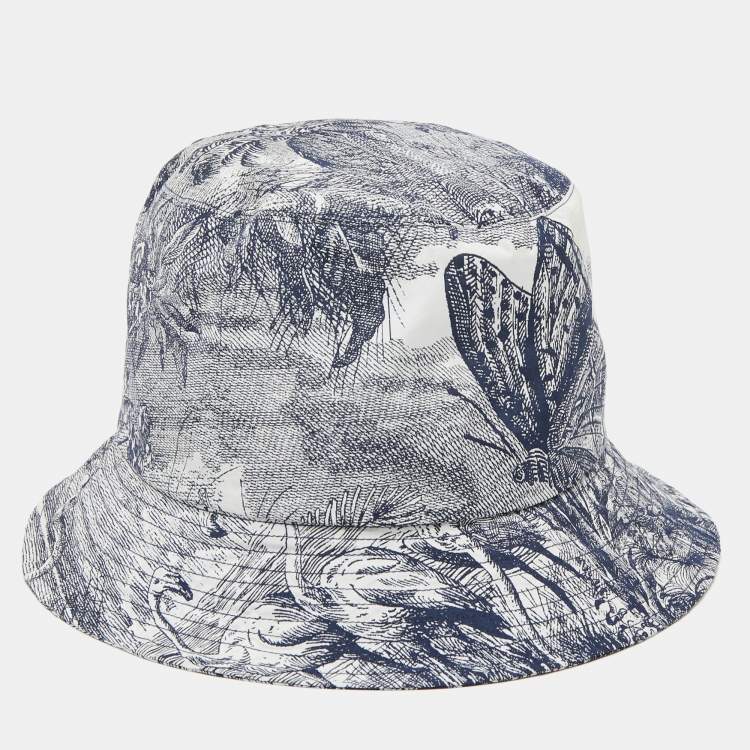 Pre Owned Dior Blue Printed Toile De Jouy Synthetic Bucket Hat