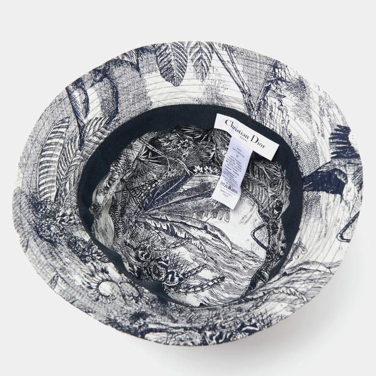 Pre Owned Dior Blue Printed Toile De Jouy Synthetic Bucket Hat