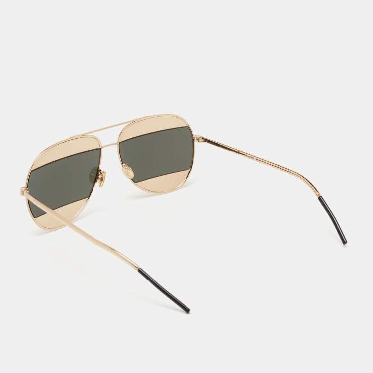 Pre Owned Dior Black/Gold Black 000DC Split 1 Aviator Sunglasses
