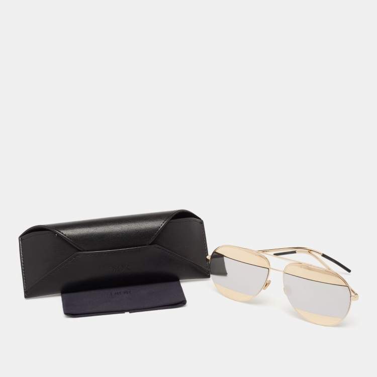 Pre Owned Dior Black/Gold Black 000DC Split 1 Aviator Sunglasses