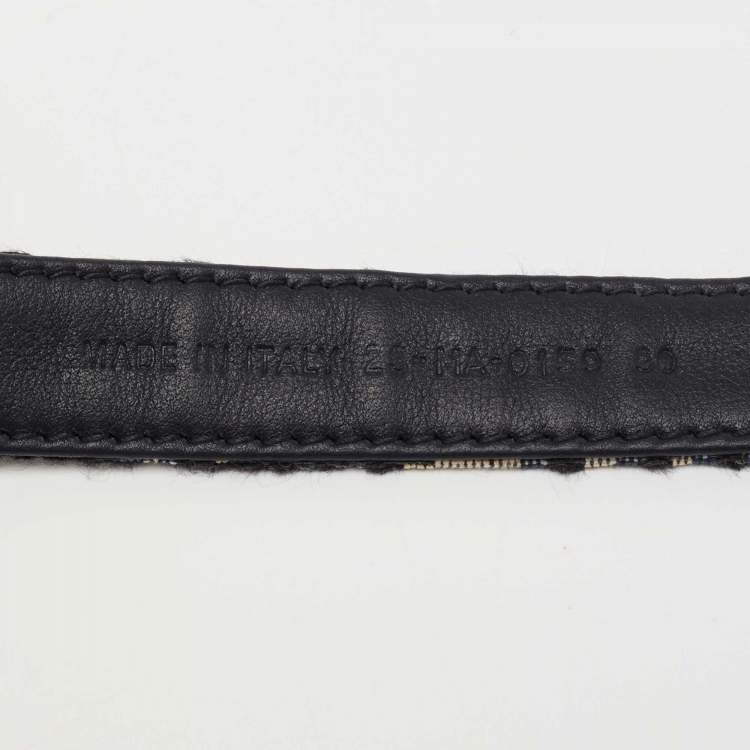 Pre Owned Dior Navy Blue Oblique Canvas CD Logo Belt 90CM