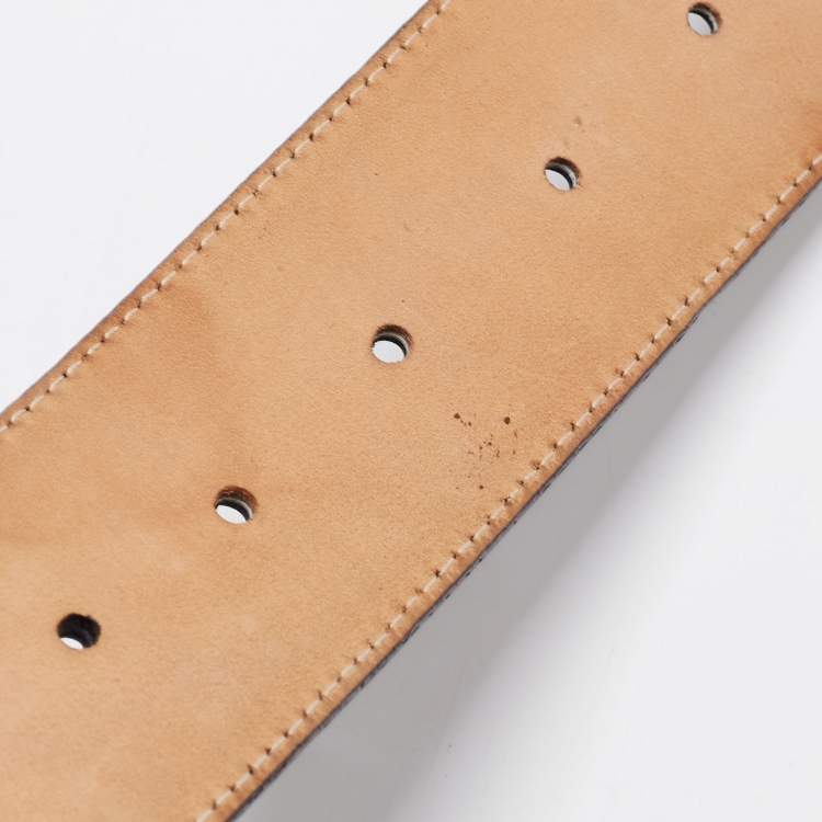 Pre Owned Dior Black Oblique Patent Leather Logo Belt 80CM