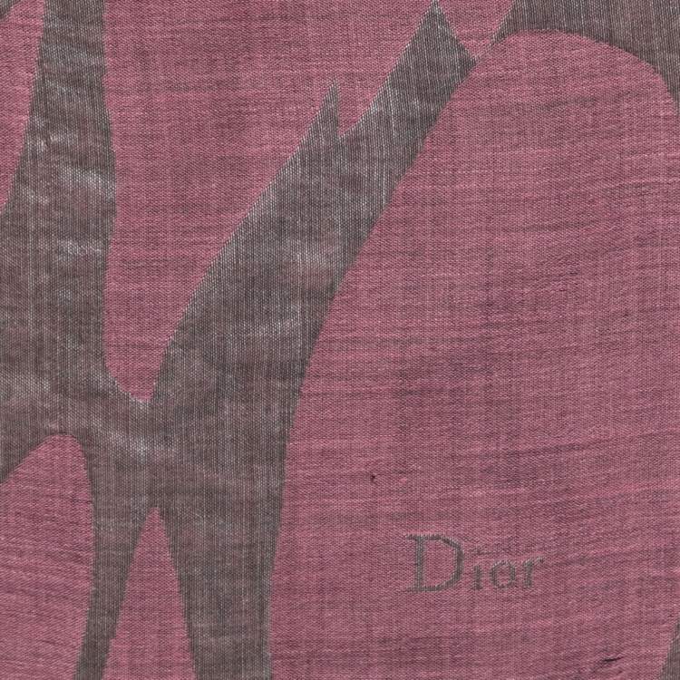 مملوكة مسبقًا Dior Mauve Patterned Silk & Wool Fringed Shawl 
