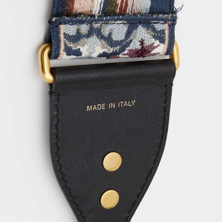 Pre Owned Dior Multicolor Embroidered Canvas and Leather Studded Shoulder Bag Strap
