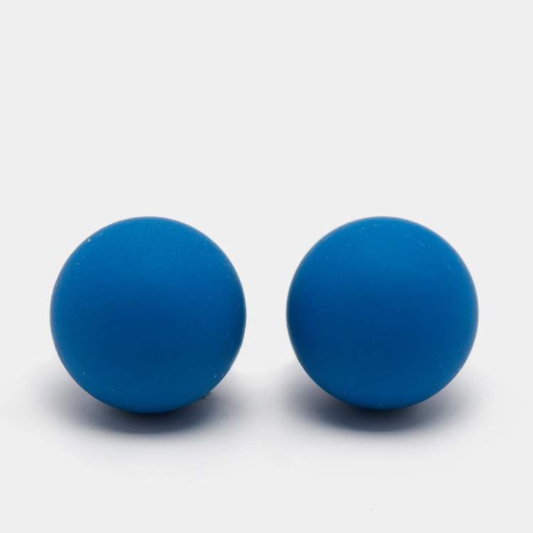 Pre Owned Dior Tribale Mise en Dior Matte Blue Gold Tone Stud Earrings