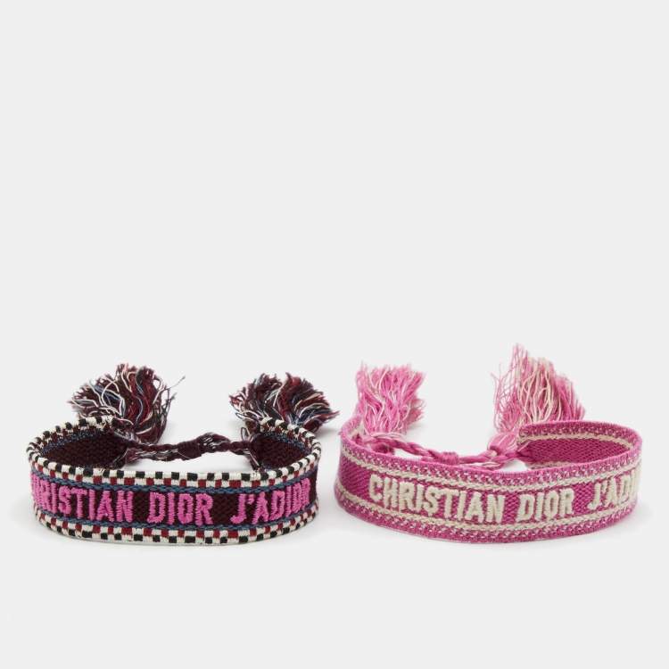 Dior Burgundy Pink J'Adior Friendship Bracelets Set of Dior