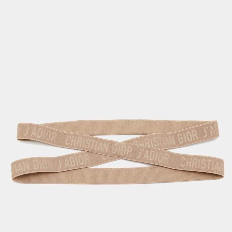 Pre Owned Christian Dior Beige J'Adior Elasticized Double Loop Headband