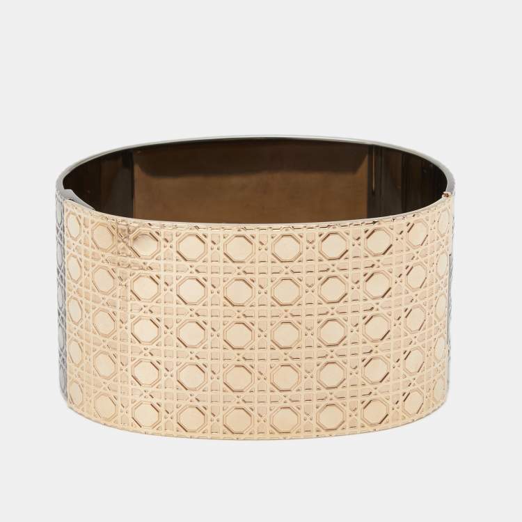 Pre Owned Dior Two Tone Metal Cuff Bracelet
