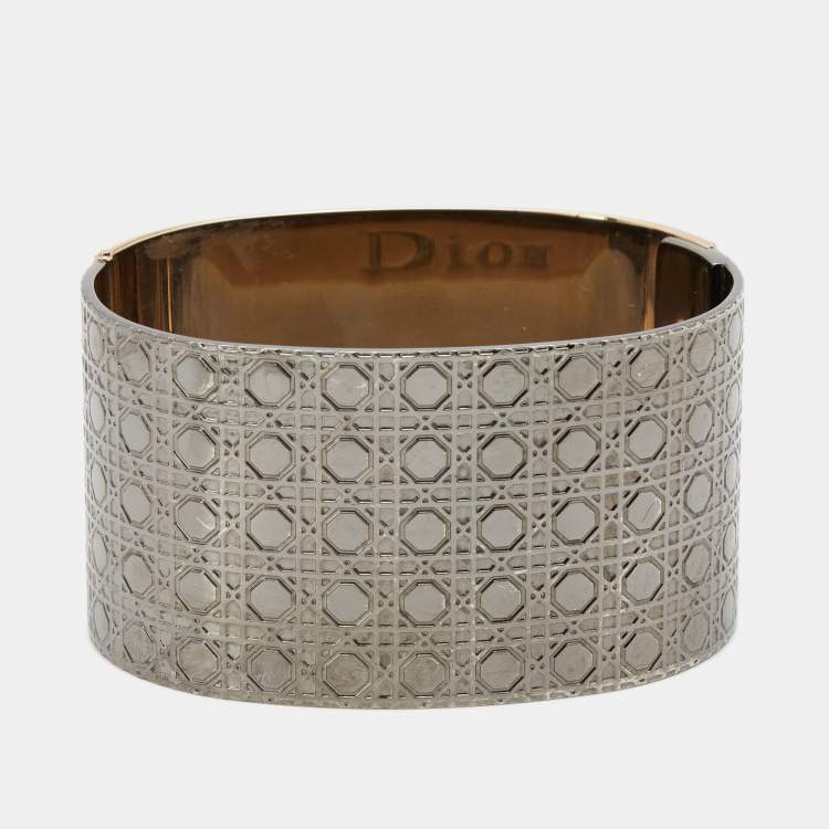 Pre Owned Dior Two Tone Metal Cuff Bracelet