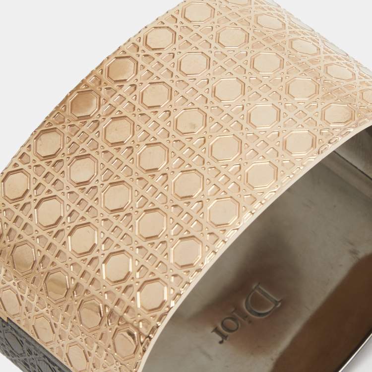 Pre Owned Dior Two Tone Metal Cuff Bracelet