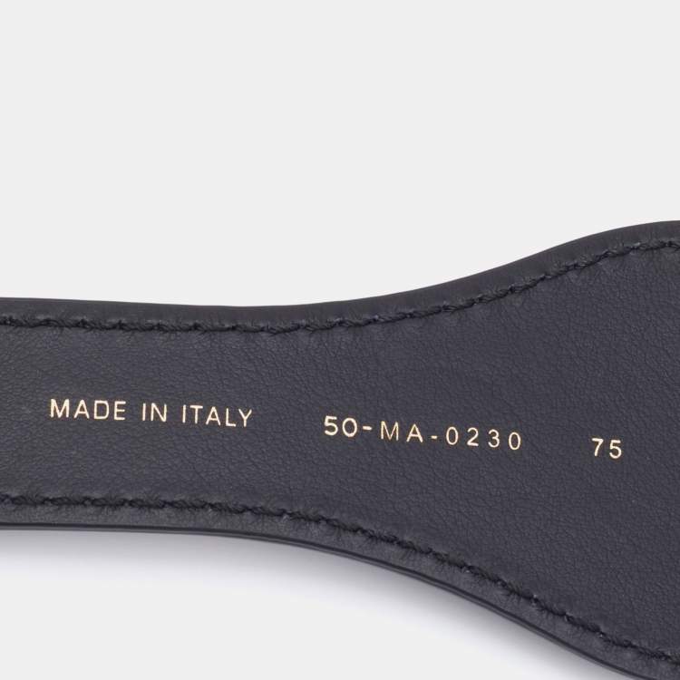 Pre Owned Dior Blue/Beige Embroidered Canvas and Leather Waist Belt 75 CM