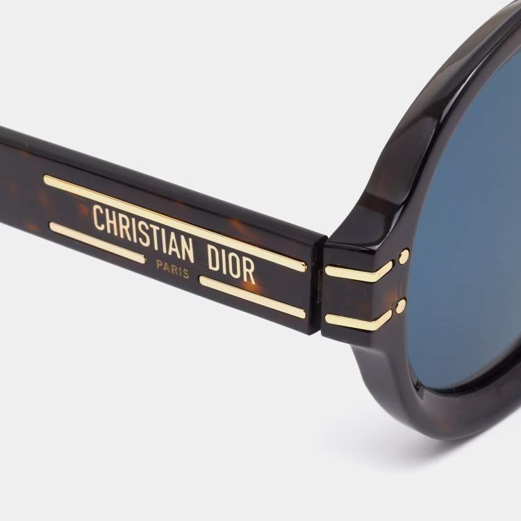 Pre Owned Dior Brown Havana/Blue DiorSignature R1U 20B0 Oversized Sunglasses
