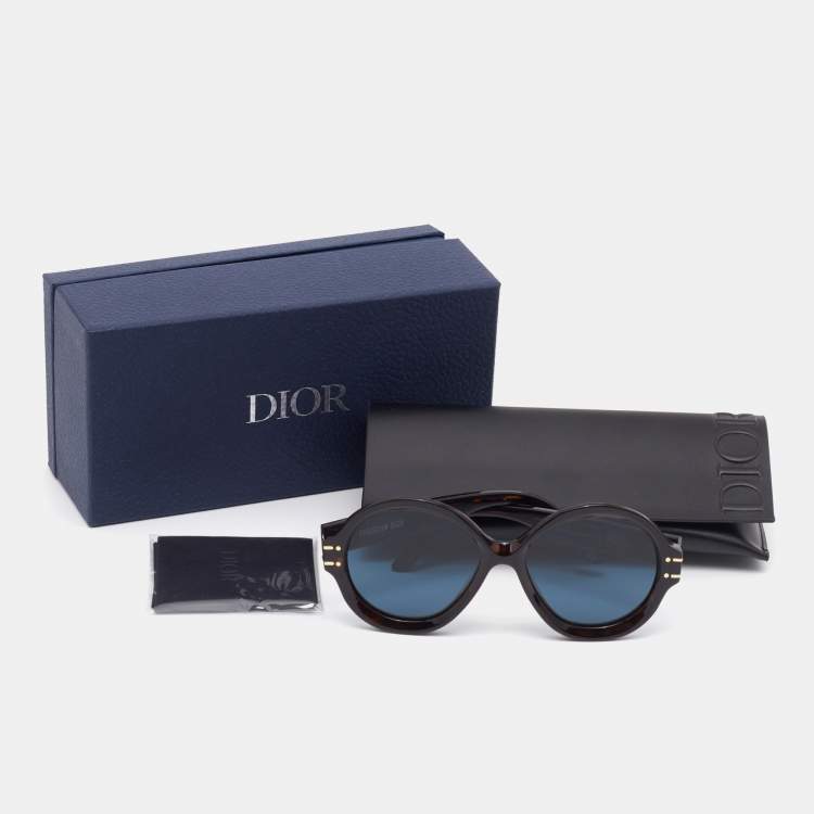 Pre Owned Dior Brown Havana/Blue DiorSignature R1U 20B0 Oversized Sunglasses