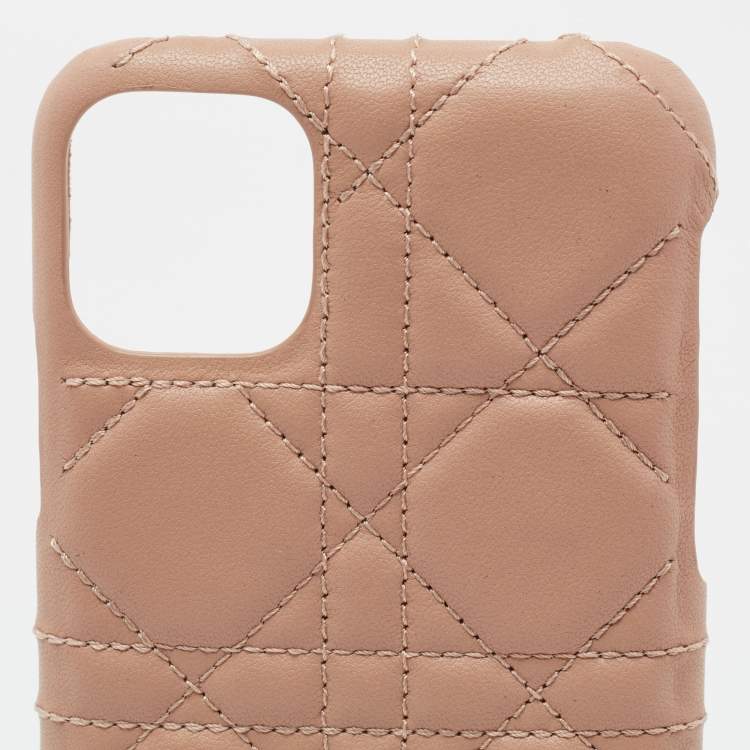 Pre Owned Dior Beige Cannage Quilted Leather iPhone 11 Pro Max Case