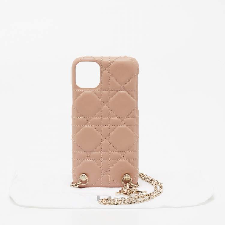 Pre Owned Dior Beige Cannage Quilted Leather iPhone 11 Pro Max Case