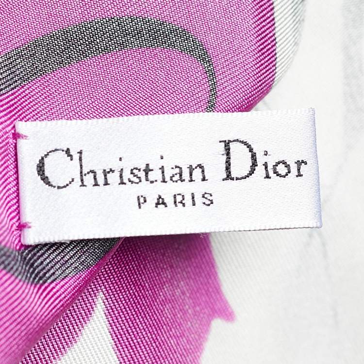 Pre Owned Christian Dior Off White Printed Silk Scarf