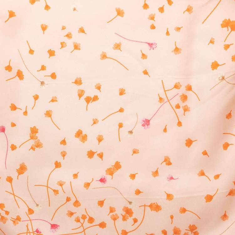 Pre Owned Dior Blush Pink Floral Printed Silk Scarf