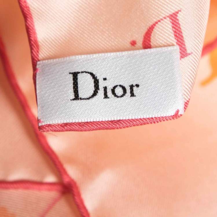 Pre Owned Dior Blush Pink Floral Printed Silk Scarf