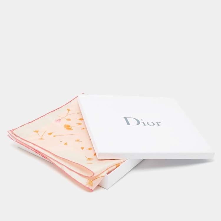 Pre Owned Dior Blush Pink Floral Printed Silk Scarf