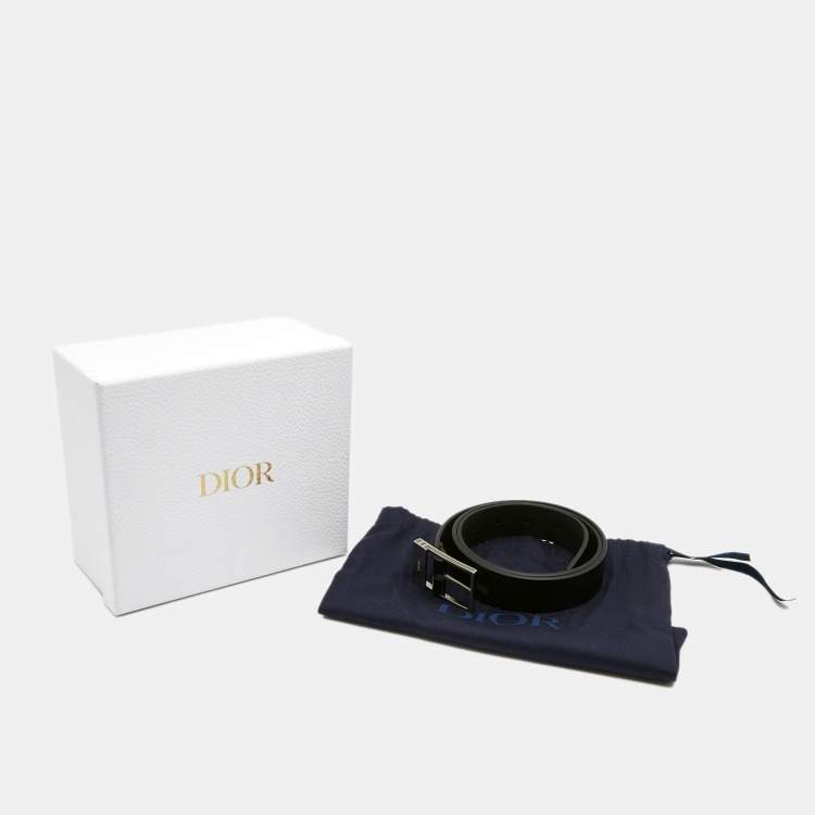 Pre Owned Dior Black Leather Buckle Belt 100 CM