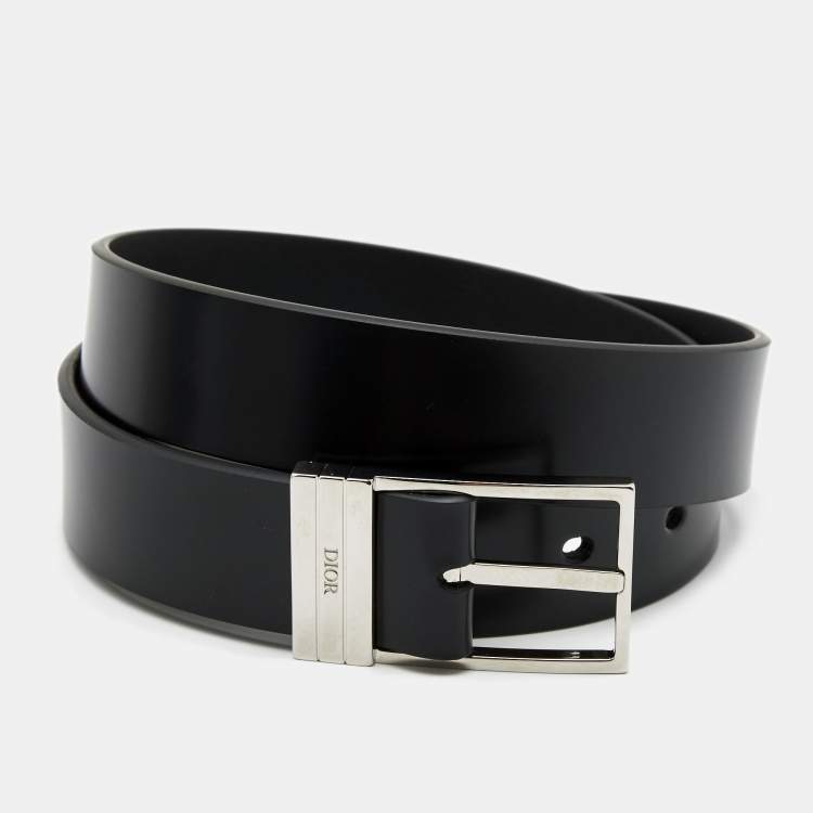 Pre Owned Dior Black Leather Buckle Belt 100 CM