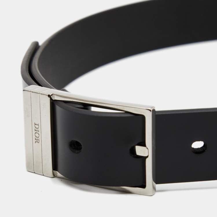 Pre Owned Dior Black Leather Buckle Belt 100 CM