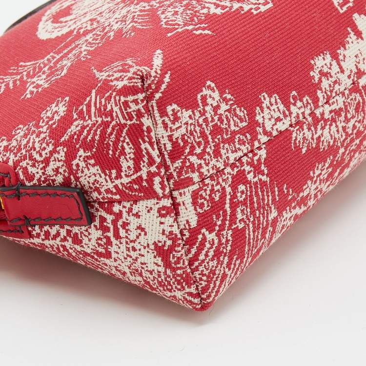 Pre Owned Dior Red Toile de Jouy Reverse Jacquard Canvas 30 Montaigne Cosmetic Pouch