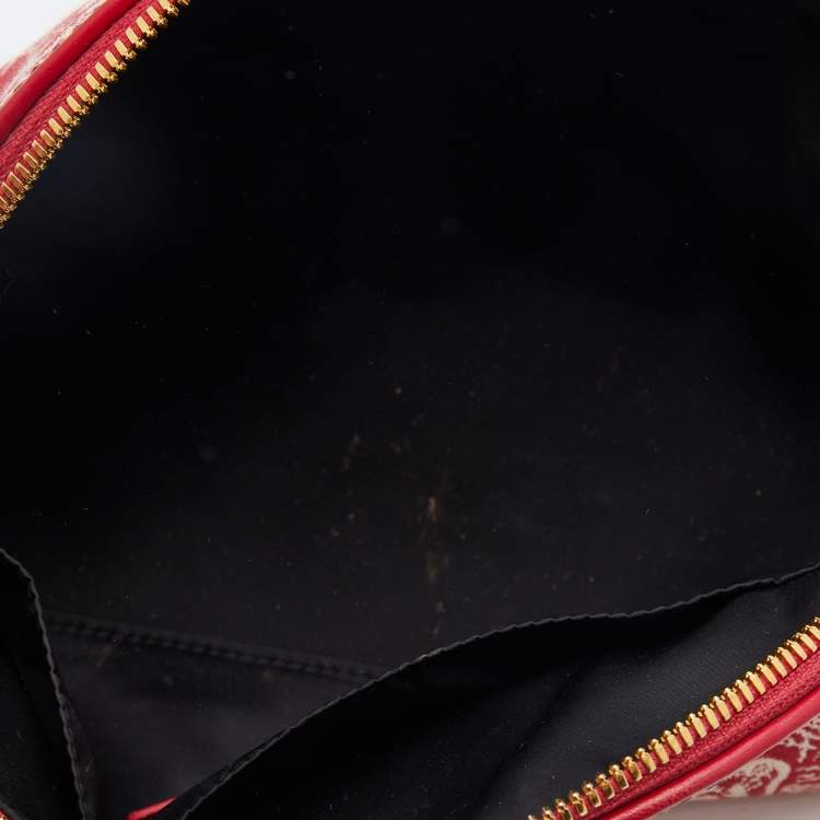 Pre Owned Dior Red Toile de Jouy Reverse Jacquard Canvas 30 Montaigne Cosmetic Pouch