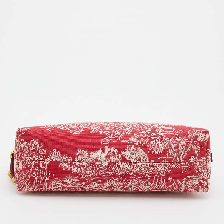 Pre Owned Dior Red Toile de Jouy Reverse Jacquard Canvas 30 Montaigne Cosmetic Pouch