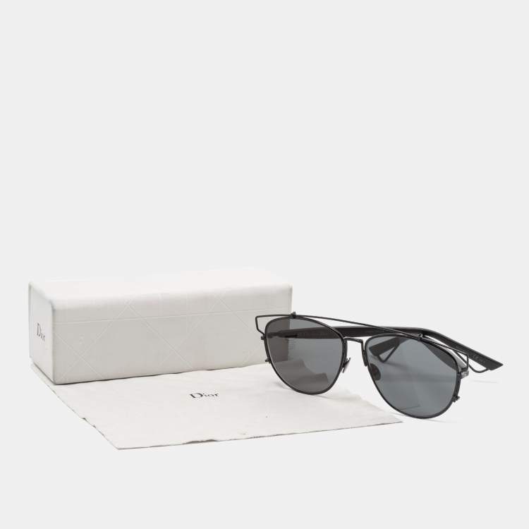 Pre Owned Dior Black Tone/ Grey 65Z2K Technologic Aviator Sunglasses