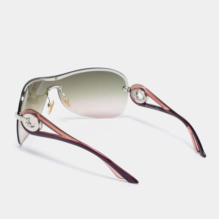 Pre Owned Dior Burgundy/Green Gradient DiorVolute3 Shield Sunglasses